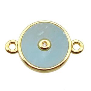 green Amazonite circle connector, gold plated, approx 12mm dia [GM14090]