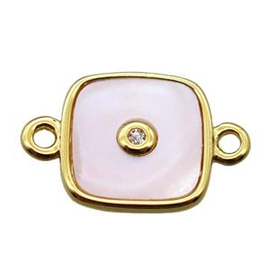 pink Queen Shell square connector, gold plated, approx 11x11mm [GM14096]