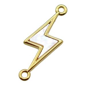 white Pearlized Shell lightning connector, gold plated, approx 10-20mm [GM14105]