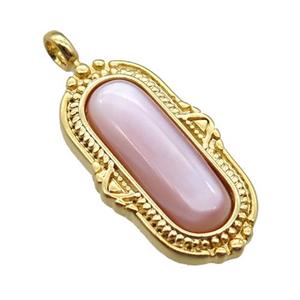 pink queen shell oval pendant, gold plated, approx 12-21mm [GM14109]