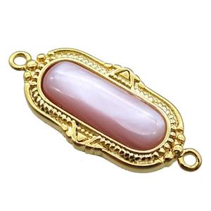 pink queen shell oval connector, gold plated, approx 12-21mm [GM14112]