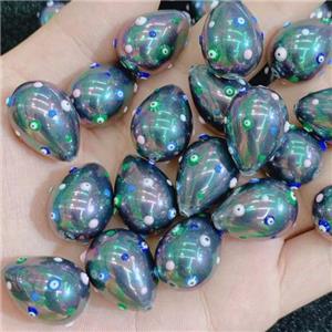 Pearlized Shell teardrop beads with evil eye, approx 16-21mm [GM14171]