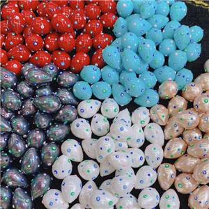 Pearlized Shell teardrop beads with evil eye, mixed color, approx 16-21mm [GM14175]