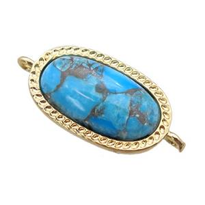 blue Turquoise connector, oval, gold plated, approx 10-17mm [GM14188]