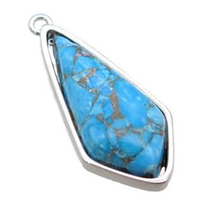 blue Turquoise pendant, platinum plated, approx 12-27mm [GM14189]