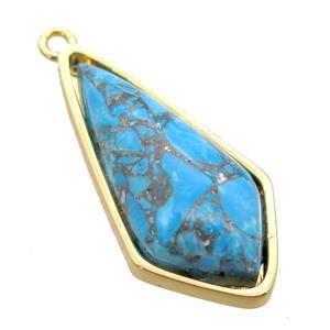 blue Turquoise pendant, gold plated, approx 12-27mm [GM14190]