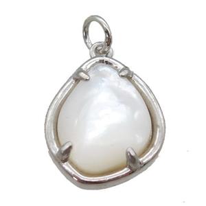white Pearlized Shell pendant, platinum plated, approx 14-17mm [GM14191]