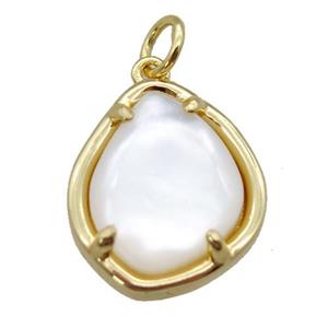 white Pearlized Shell pendant, gold plated, approx 14-17mm [GM14192]