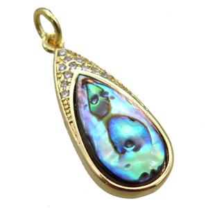 Abalone Shell pendant, teardrop, gold plated, approx 10-22mm [GM14198]