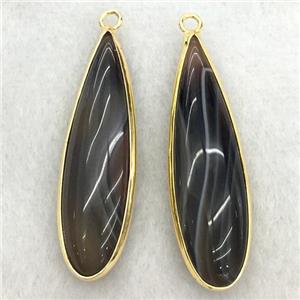 black striped agate teardrop pendant, approx 10x35mm [GM14200]