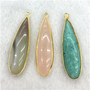 mixed gemstone teardrop pendant, approx 10x35mm [GM14204]