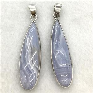 blue lace agate teardrop pendant, approx 10x35mm [GM14205]