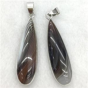 black striped agate teardrop pendant, approx 10x35mm [GM14210]
