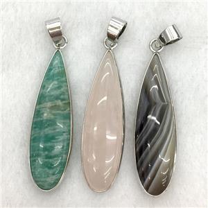 mixed gemstone teardrop pendant, approx 10x35mm [GM14211]
