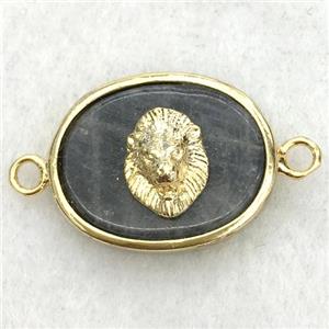 labradorite oval connector with lionhead, approx 14-18mm [GM14226]