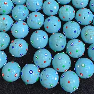 round blue turquoise beads with evil eye, approx 16mm dia [GM14283]
