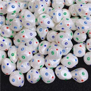 white pearlized shell beads pave evil eye, approx 15x20mm [GM14289]