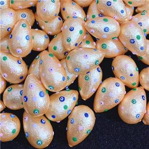 gold champagne pearlized shell teardrop beads pave evil eye, approx 16-25mm [GM14291]