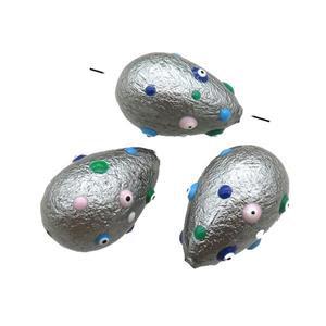 gray pearlized shell teardrop beads pave evil eye, approx 16-25mm [GM14292]