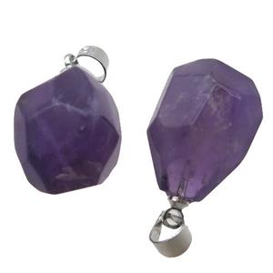 deep-purple Amethyst pendant, freeform, approx 12-16mm [GM14311]