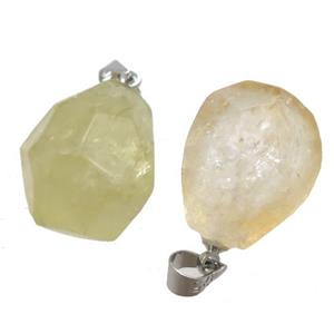 yellow Citrine pendant, freeform, approx 12-16mm [GM14316]