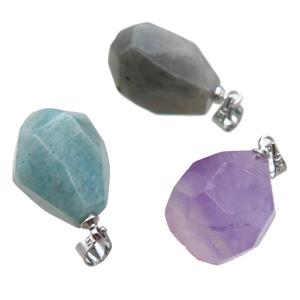 mixed Gemstone pendant, freeform, approx 12-16mm [GM14319]