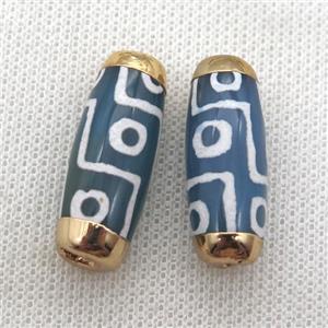 blue tibetan Dzi Beads rice beads, eye, gold plated, approx 12-30mm [GM14355]
