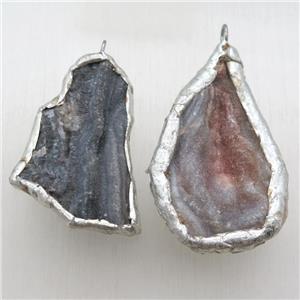 agate druzy pendant, freeform, approx 20-50mm [GM14398]
