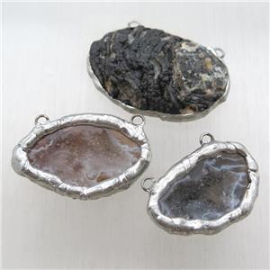 agate geode pendant with 2loops, freeform, approx 20-40mm [GM14400]