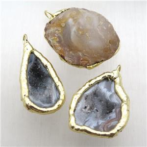 agate druzy geode pendant, freeform, approx 20-40mm [GM14402]