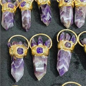 Amethyst pendant, gold plated, approx 14-45mm [GM14406]