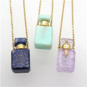 mixed Gemstone perfume bottle Necklace, approx 10x20mm [GM14414]