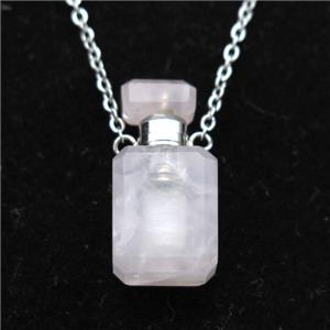 Rose Quartz perfume bottle Necklace, approx 10x20mm [GM14415]