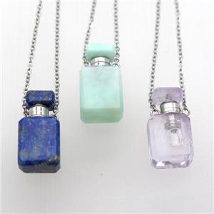 mixed Gemstone perfume bottle Necklace, approx 10x20mm [GM14420]