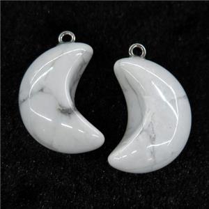 white howlite turquoise pendant, Crescent moon, approx 12-25mm [GM14440]