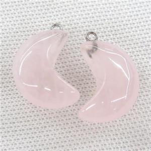 Rose Quartz pendant, Crescent moon, approx 12-25mm [GM14441]