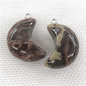 Ocean Jasper pendant, Crescent moon, approx 12-25mm [GM14444]