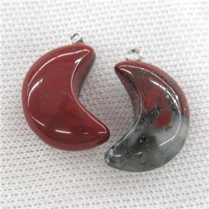 Red Jasper pendant, Crescent moon, approx 12-25mm [GM14445]