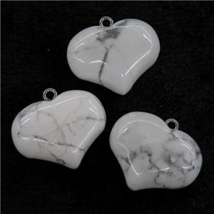white Howlite Turquoise heart pendant, approx 20-27mm [GM14449]