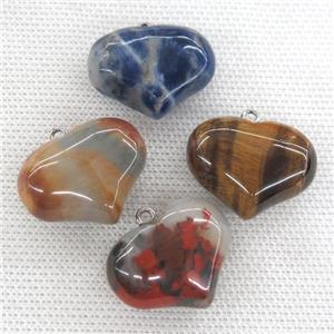 Mixed Gemstone heart pendant, approx 20-27mm [GM14452]