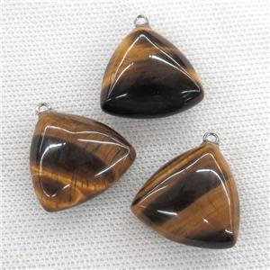 Tiger eye stone pendant, triangle, approx 25mm [GM14453]