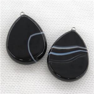 black stripe agate teardrop pendant, approx 30-40mm [GM14454]