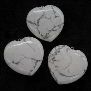 white Howlite Turquoise heart pendant, approx 40x40mm [GM14457]