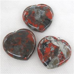 red jasper heart pendant, approx 40x40mm [GM14461]