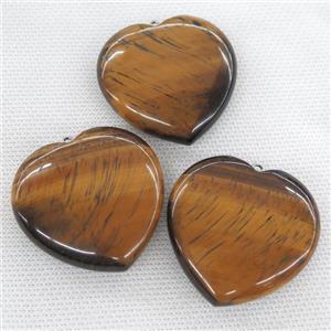 natural yellow Tiger eye stone heart pendant, approx 40x40mm [GM14464]