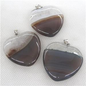 gray Agate Druzy heart pendant, approx 40x40mm [GM14465]
