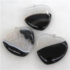 black Agate Druzy heart pendant, approx 40x40mm [GM14466]