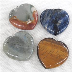 mix Gemstone heart pendant, approx 40x40mm [GM14468]