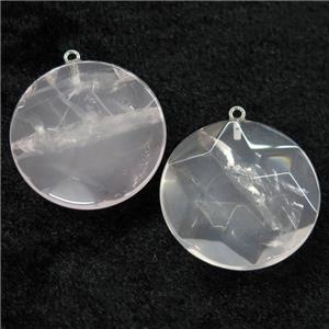 Clear Quartz circle pendant, approx 36mm dia [GM14469]
