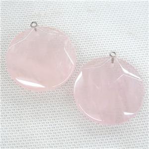 Rose Quartz circle pendant, approx 36mm dia [GM14470]
